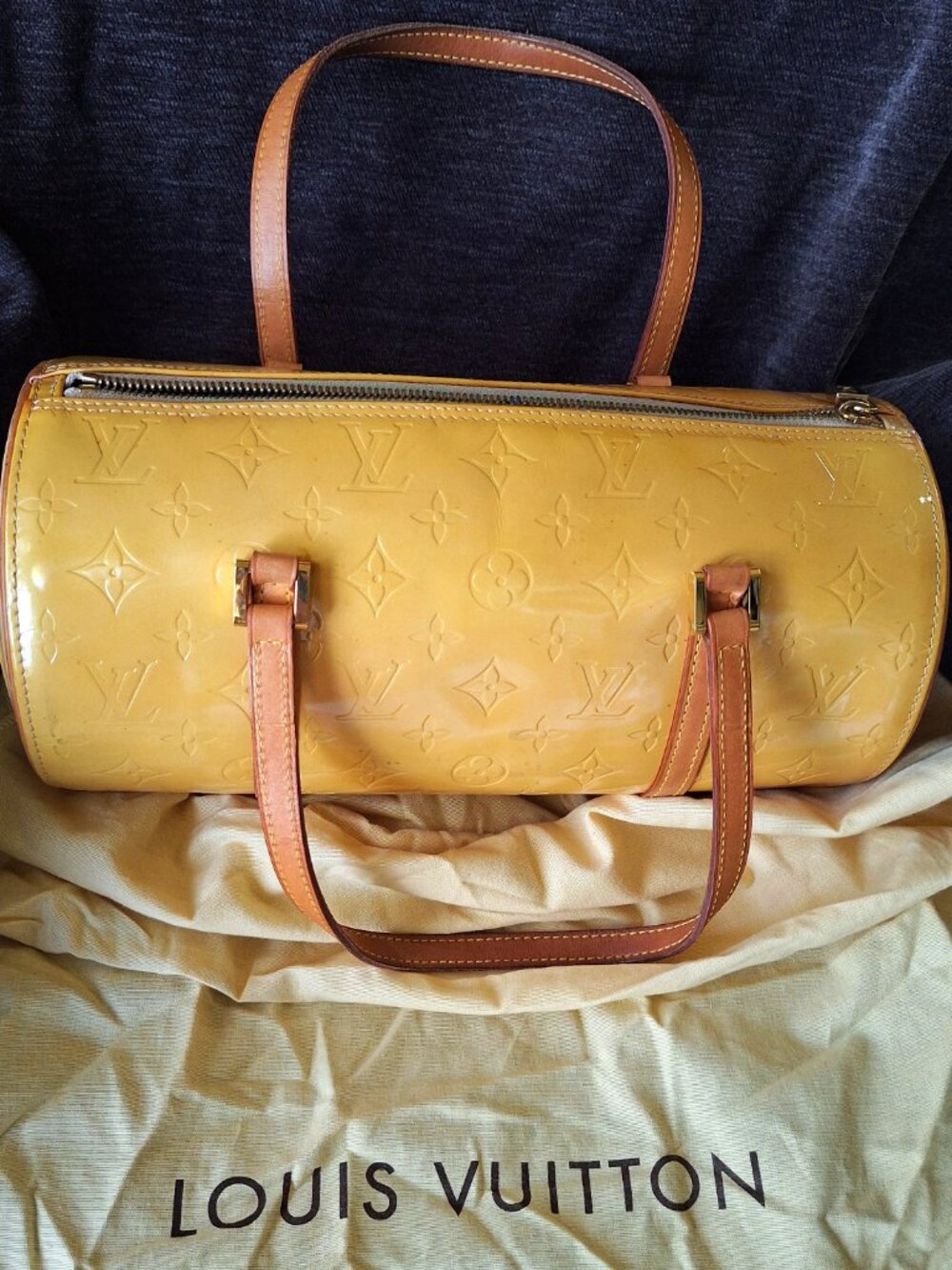 Louis Vuitton Sun Yellow Vernis Logo Bedford Papillon Bag Purse Handbag Unused